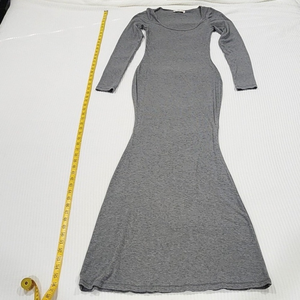 Abercrombie & Fitch Lounge Gray Ribbed Jersey Knit Long Sleeve Maxi Dress‎ Small